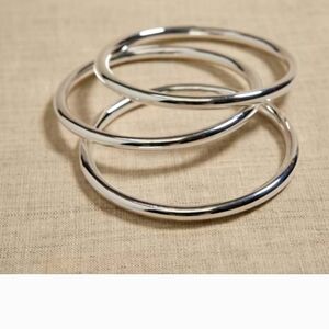 Aureus + Argent Ravena Triple Bangle Braclet Set Sterling Silver Plated NWT